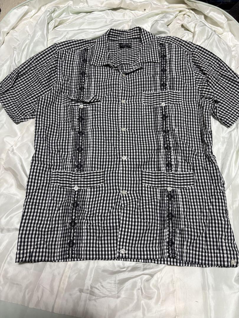 stussy ステューシー　キューバシャツ　半袖　チェック　オープンカラー