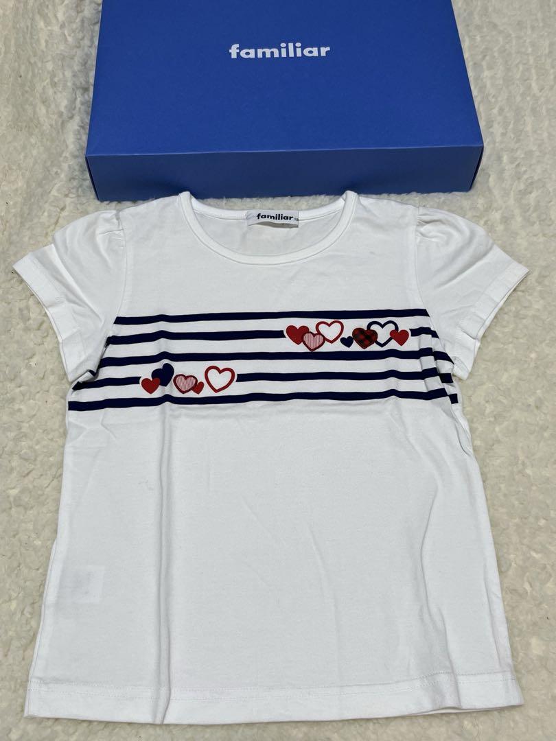 未使用！familiar ストライプハートTシャツ