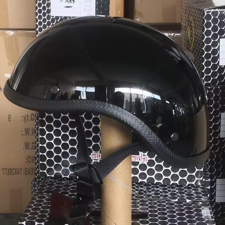 超軽量 ハーレー 半キャップヘルメット ハーフヘルメット 新品　艶有り黒 ガラス繊維ハーフヘルメット艶黒半キャップ半ヘル超軽量トレロ