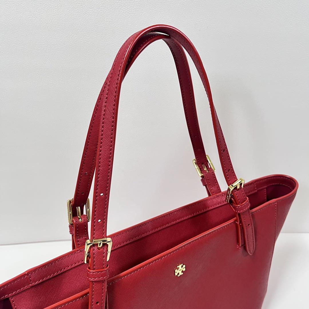 トリーバーチ赤ベージュ トートバッグ 美品】保存袋付 TORY BURCH トリーバーチ トートバッグ オール