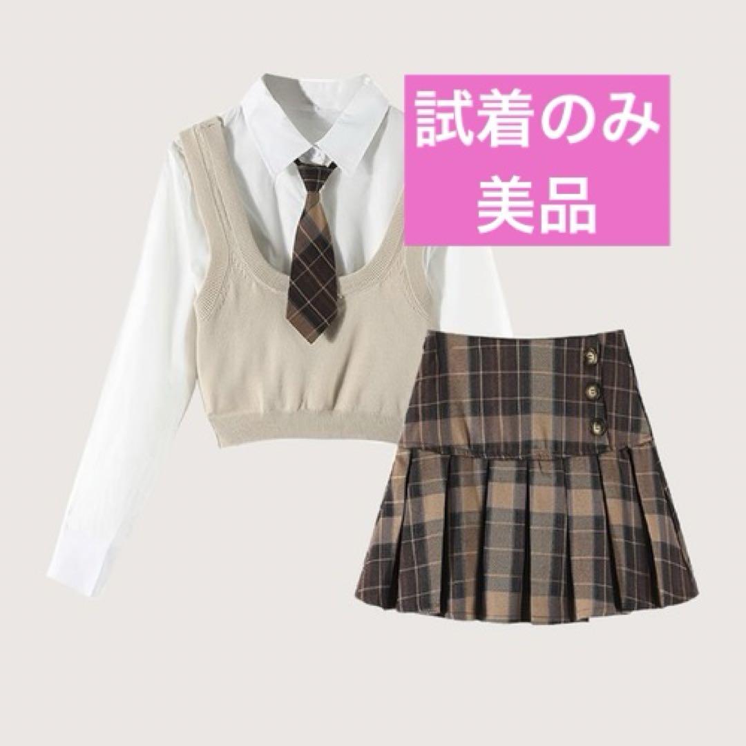 即購入◯ LA POMME petit チェックプリーツタイ　セットアップ　美品