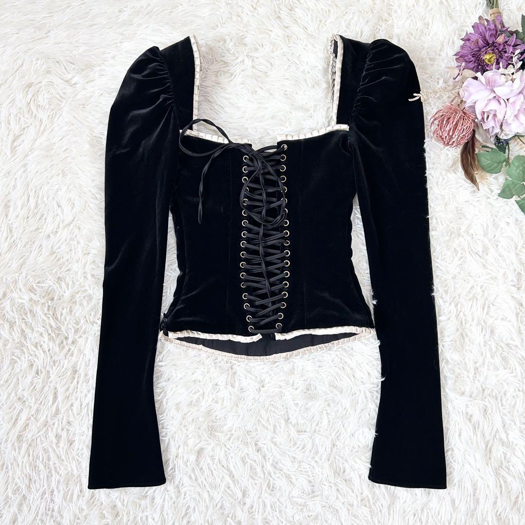 トップス House of CB NOA BLACK VELVET CORSET