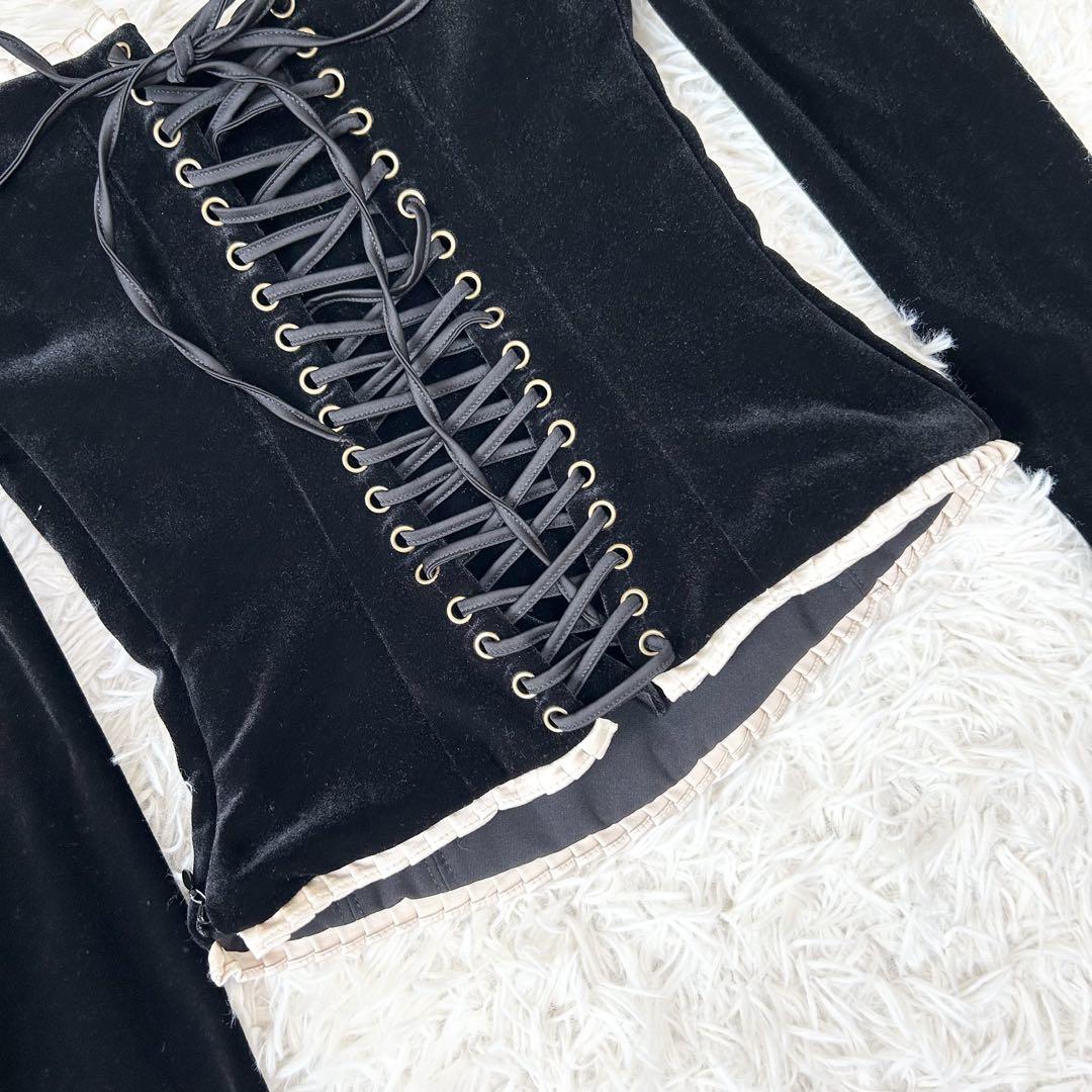 トップス House of CB NOA BLACK VELVET CORSET