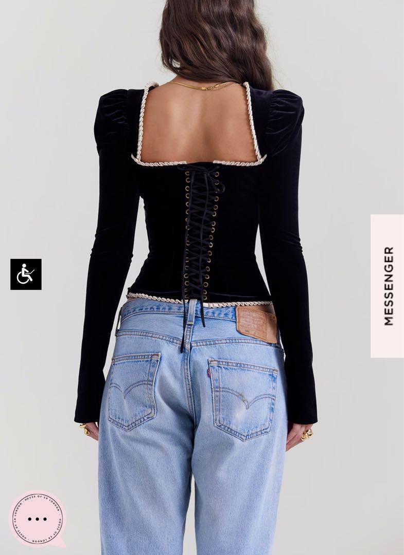 トップス House of CB NOA BLACK VELVET CORSET