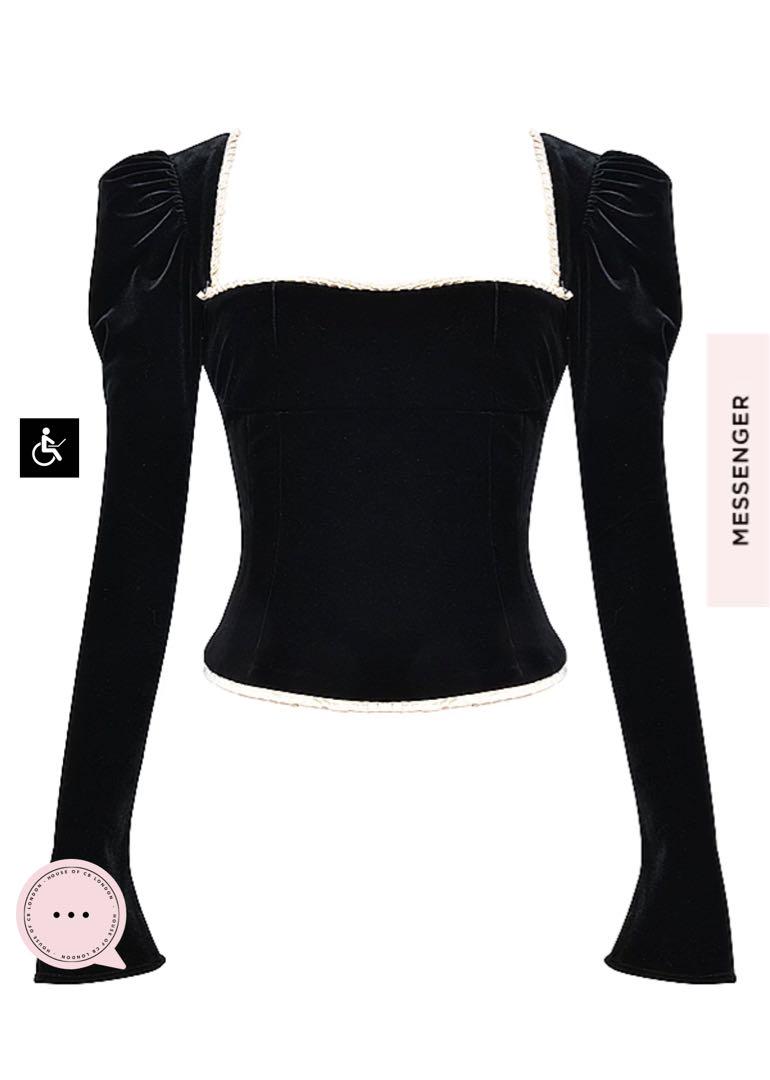 トップス House of CB NOA BLACK VELVET CORSET