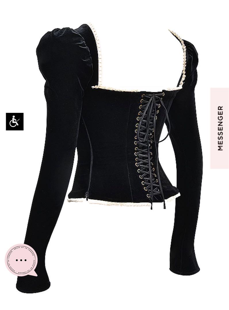 トップス House of CB NOA BLACK VELVET CORSET