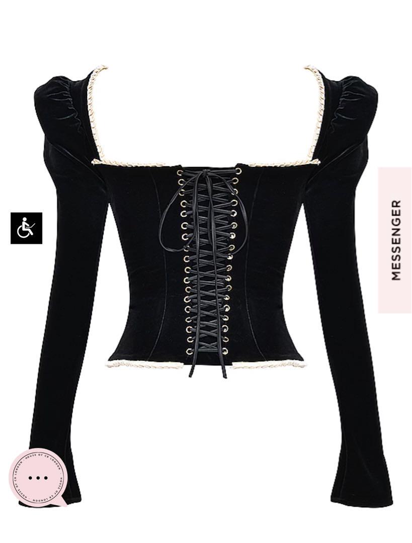 トップス House of CB NOA BLACK VELVET CORSET