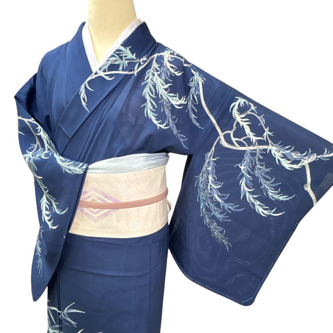 A77愛華 夏着物 作者物　絽　訪問着　単衣　植物　鳥　正絹　美品　フォーマル