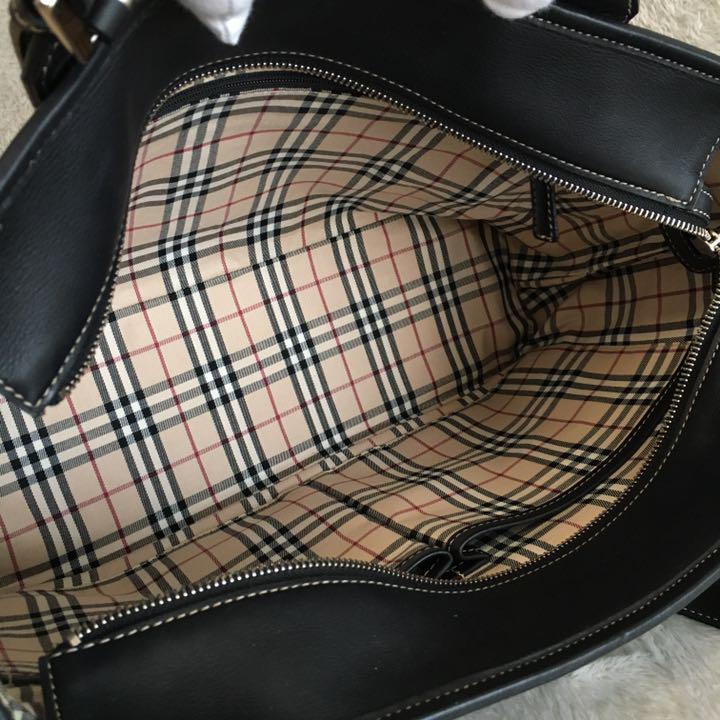 ブラック 中古 バーバリー ハンドバッグ 内部ノバチェック柄 3niY2-m17902351847 極美品 BURBERRY ℑですので