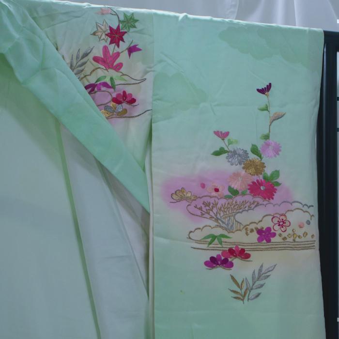 【振袖】振袖　成人式　黄緑色　菊　百花