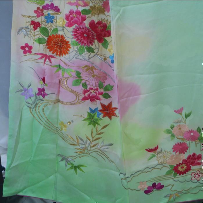 【振袖】振袖　成人式　黄緑色　菊　百花