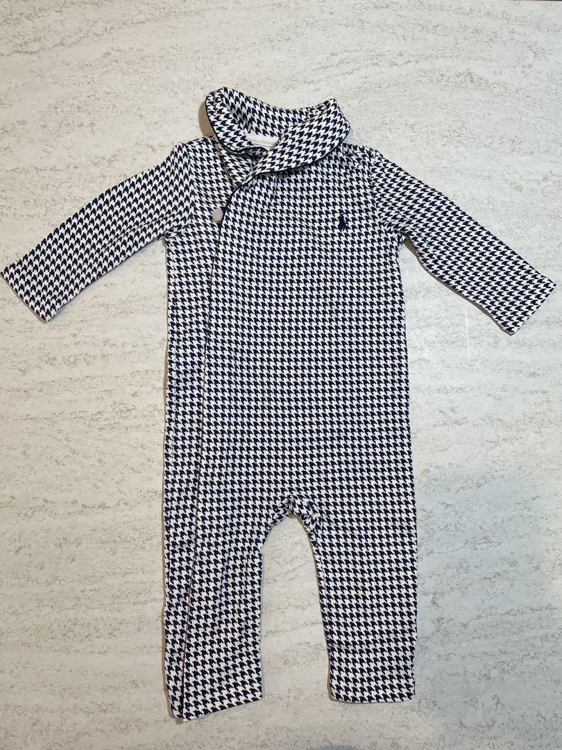 【美品】ラルフローレン　ロンパース　9M 75cm 千鳥格子柄　ネイビー