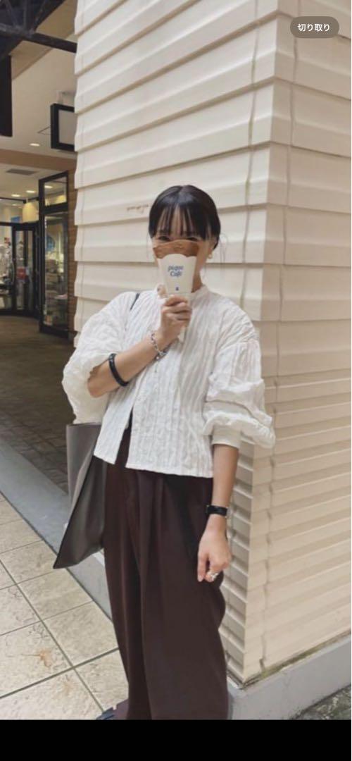 ooju オージュ野尻美穂ブラウスwavey woven blouse ブラック