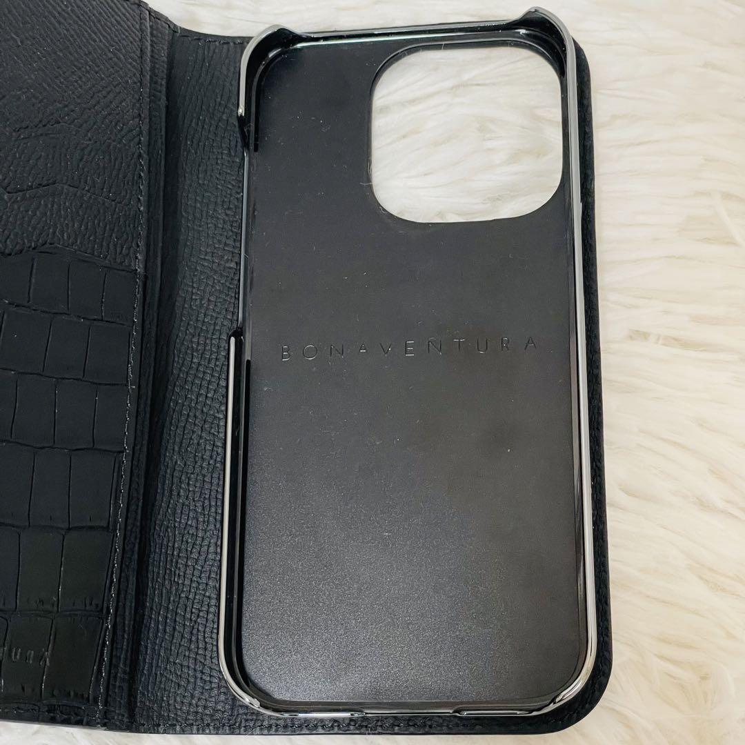 【美品】ボナベンチュラ　iPhoneケース 15Pro  ブラック　黒　手帳型