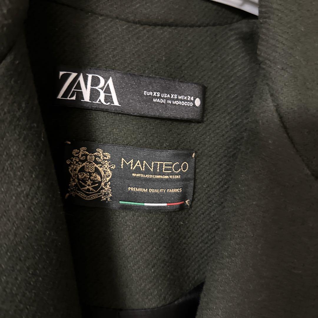 ZARA ダークグリーン ウエストベルト付きコートXS