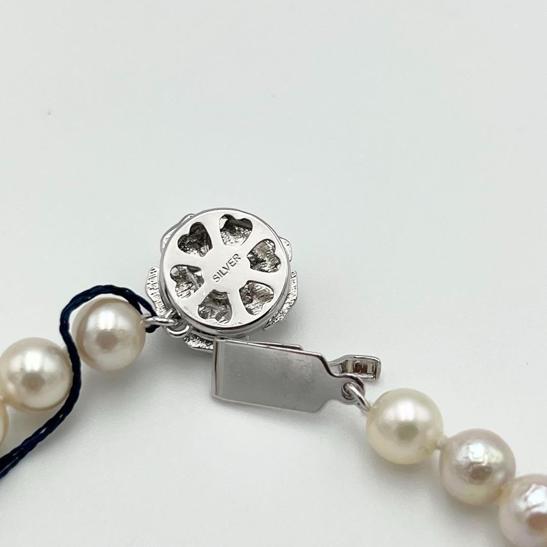 アコヤ真珠 パールネックレス 6.6〜6.9mm 43cm 花形クラスプ