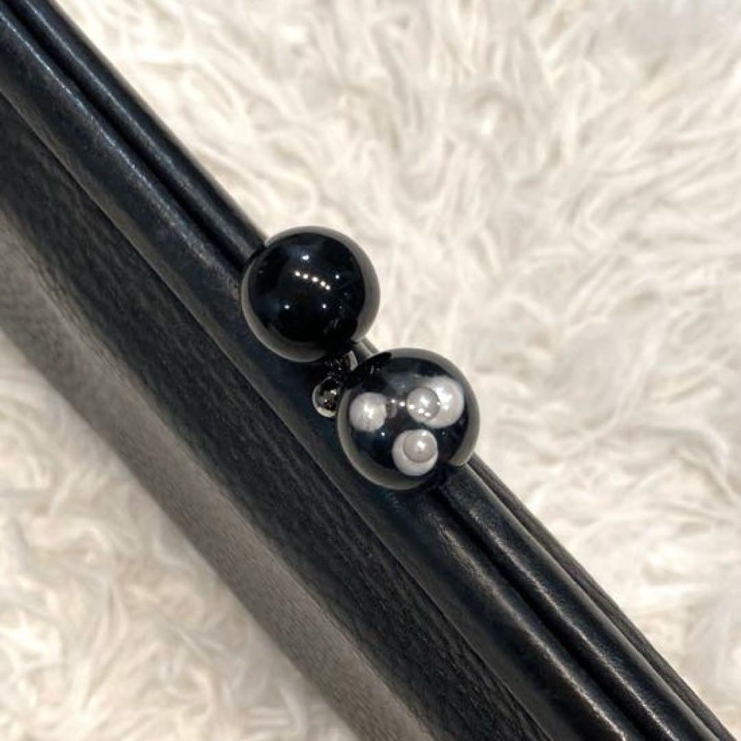 【美品】ear PAPILLONNER レザー　がま口　長財布　黒