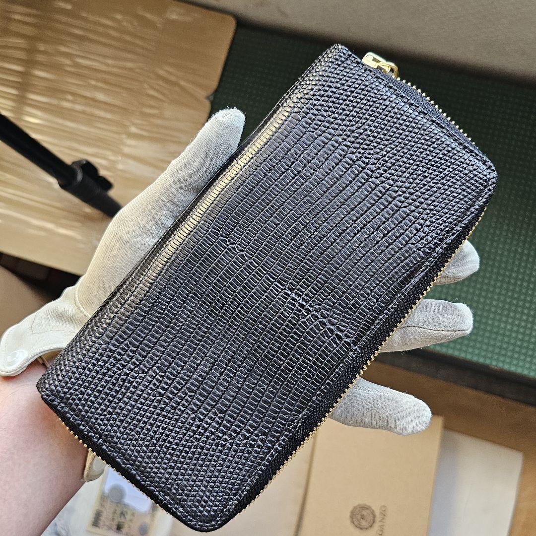 美品 GANZO ガンゾ LIZARD リザード 6 ラウンドファスナー 黒