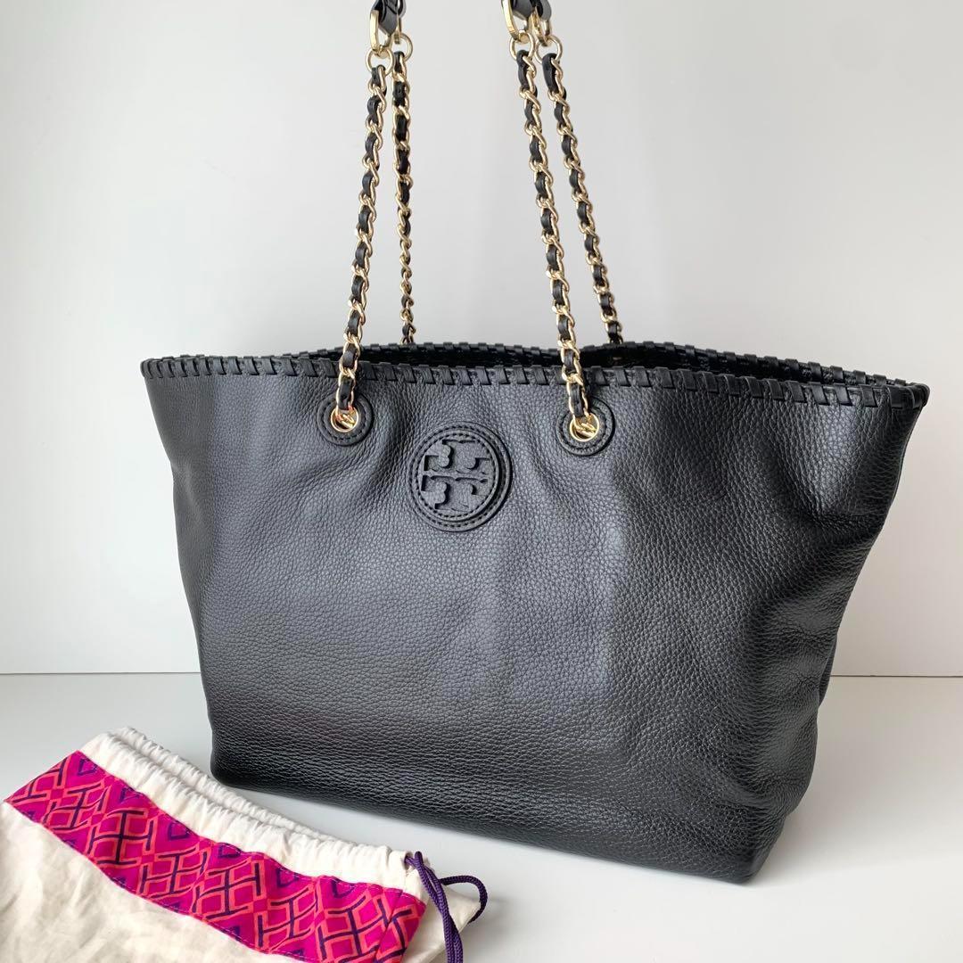 【TORY BURCH】トリーバーチ　チェーン　トートバッグ　ブラック　黒　ロゴ