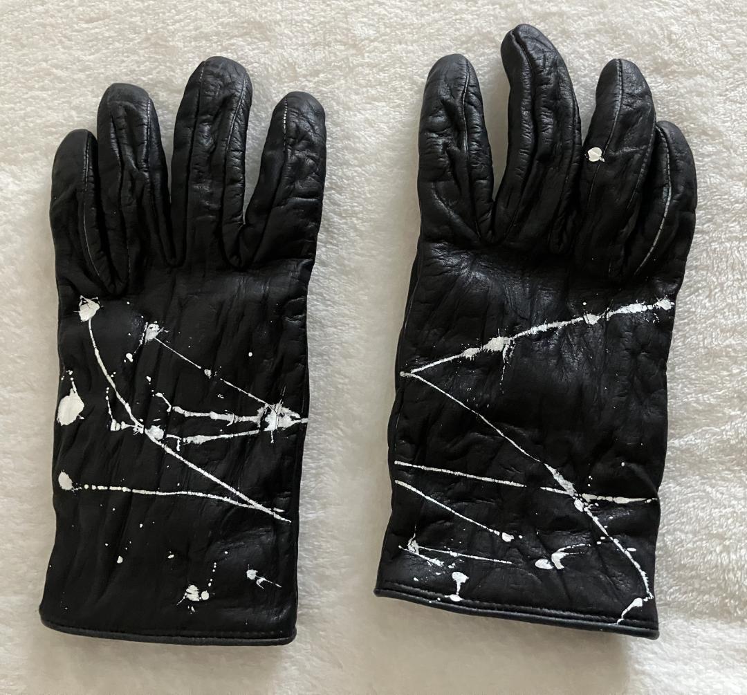 本革 カシミア グローブ Sen PAINT BLACK＆WHITE 5Days