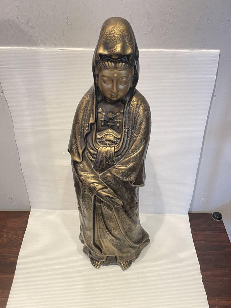 【観音像】　如来像　昭和レトロ　置物　オブジェ　金色　工芸品