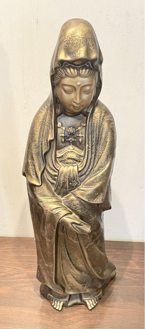 【観音像】　如来像　昭和レトロ　置物　オブジェ　金色　工芸品