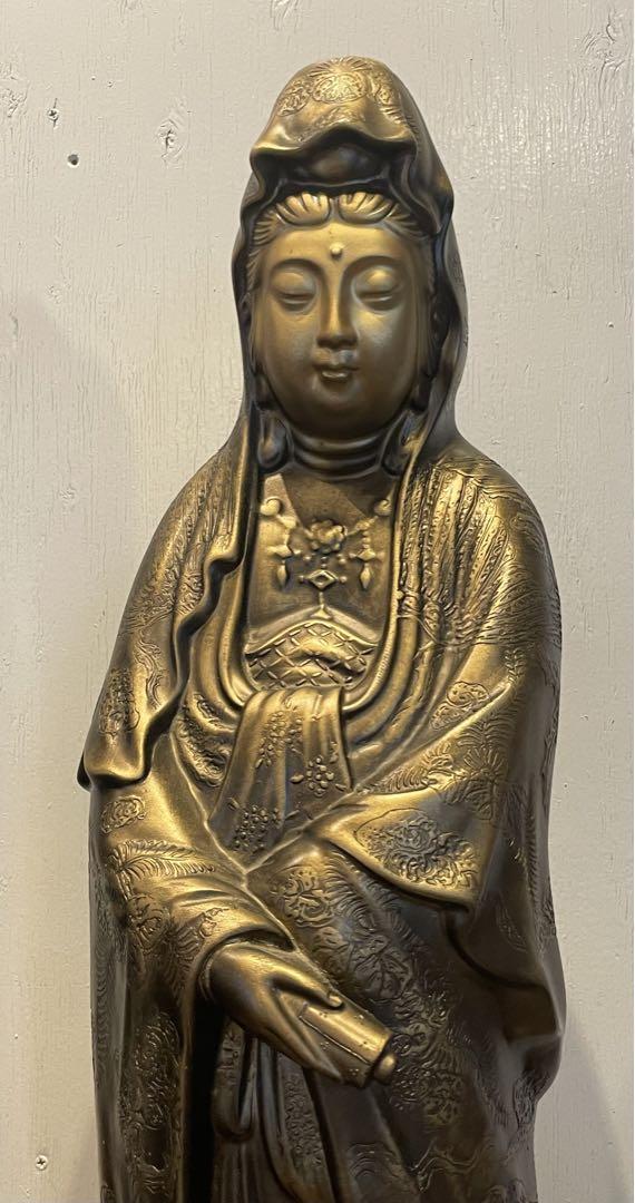 【観音像】　如来像　昭和レトロ　置物　オブジェ　金色　工芸品