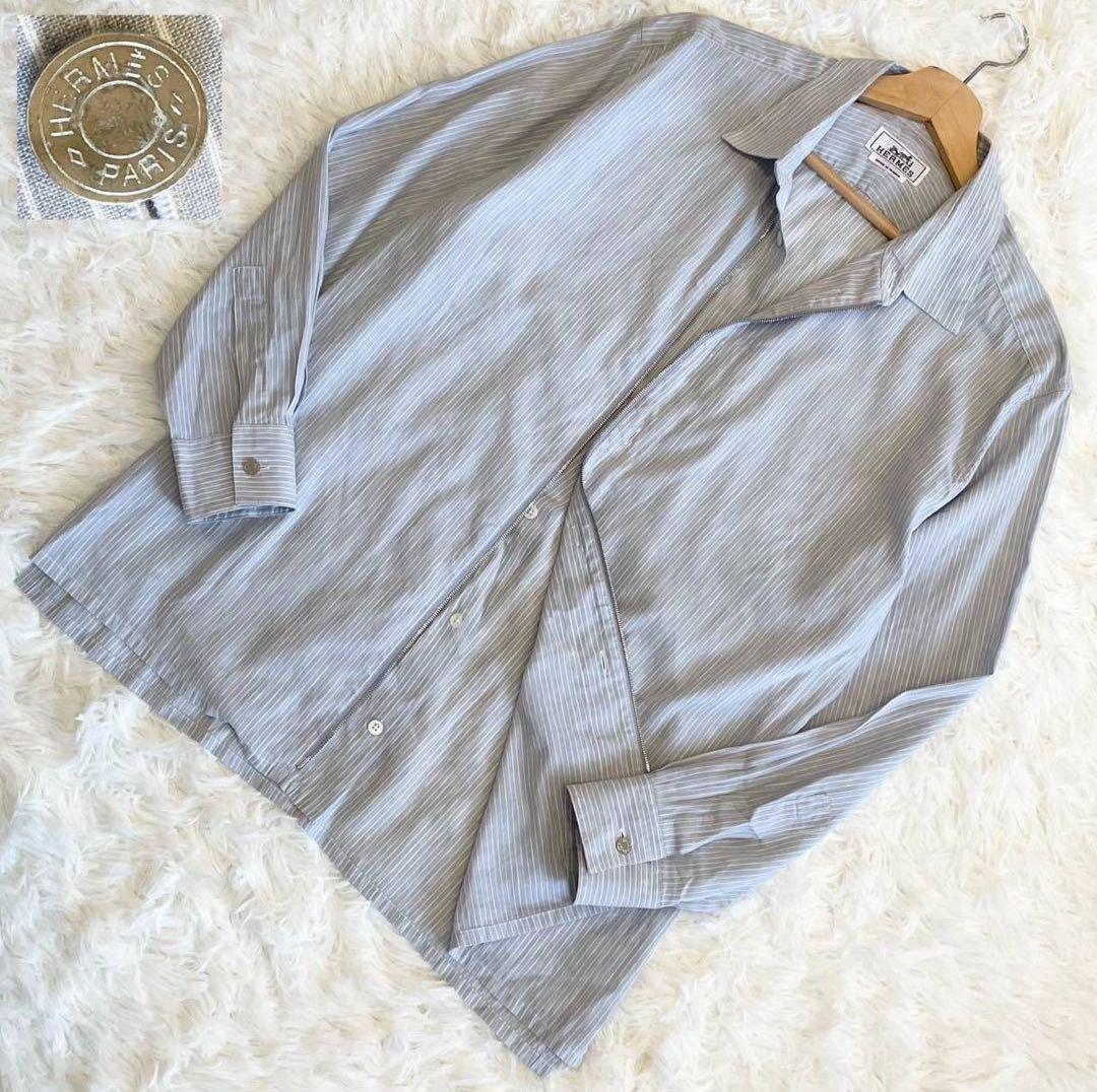 Hermes　エルメス ファスナーシャツジャケット セリエボタン 42