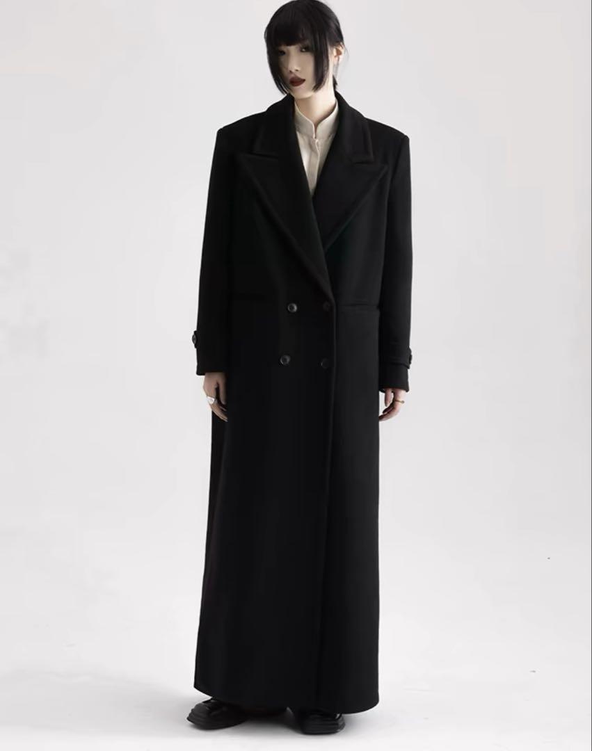 APOZi collection ダブルスーパーロングコート ブラック Lサイズ