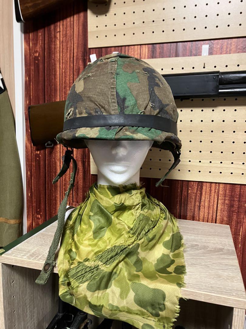 米陸軍ベトナム戦争ミッチェル迷彩M-1後期型ヘルメットカバー1969年官給品希少 米陸軍ベトナム戦争ミッチェル迷彩M-1後期型ヘルメットカバー