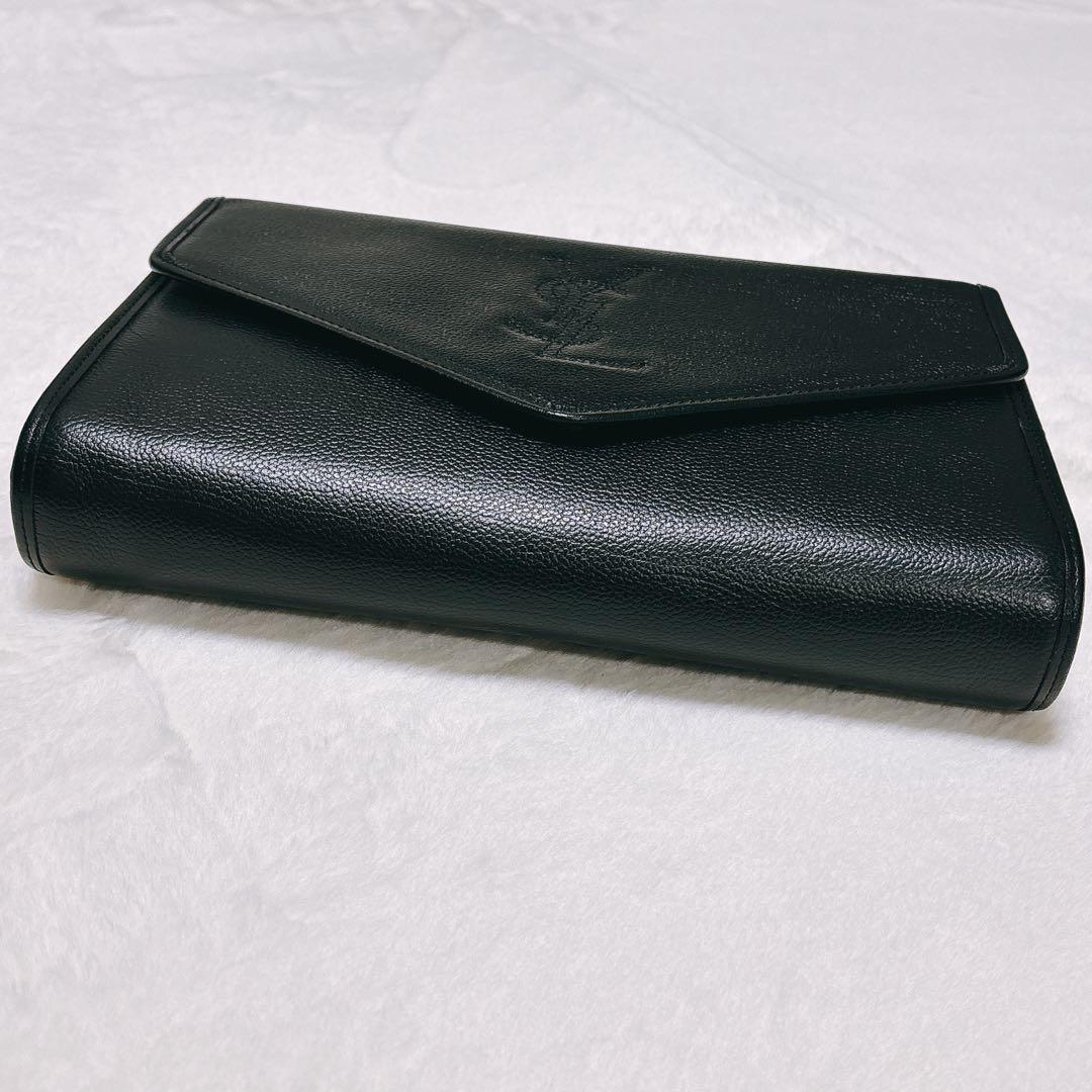 【新品未使用】YSL ブラックレザークラッチバッグ