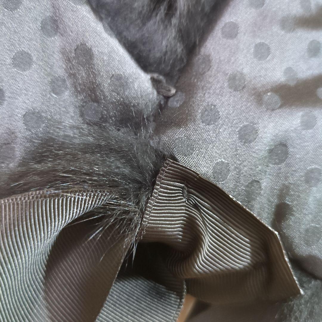 ㉘サガフォックス　成人式リボン付ショール　SAGA FURS　黒　小さめ　美品