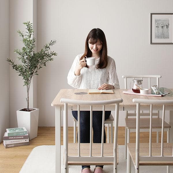 ダイニング セット 5点 テーブル チェア 4脚 【ナチュラル × ホワイト】