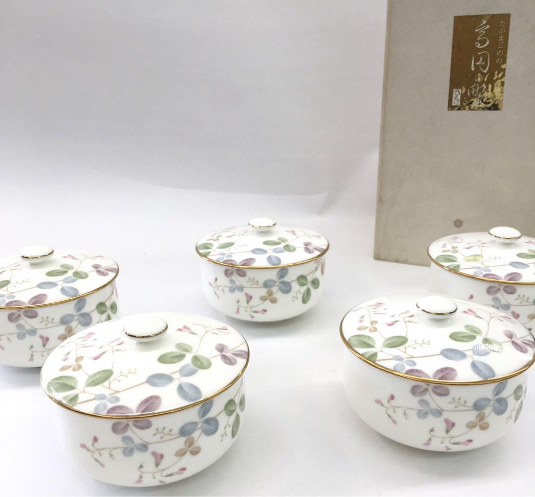 ノリタケ ボーンチャイナ蓋付き湯呑み５個セット