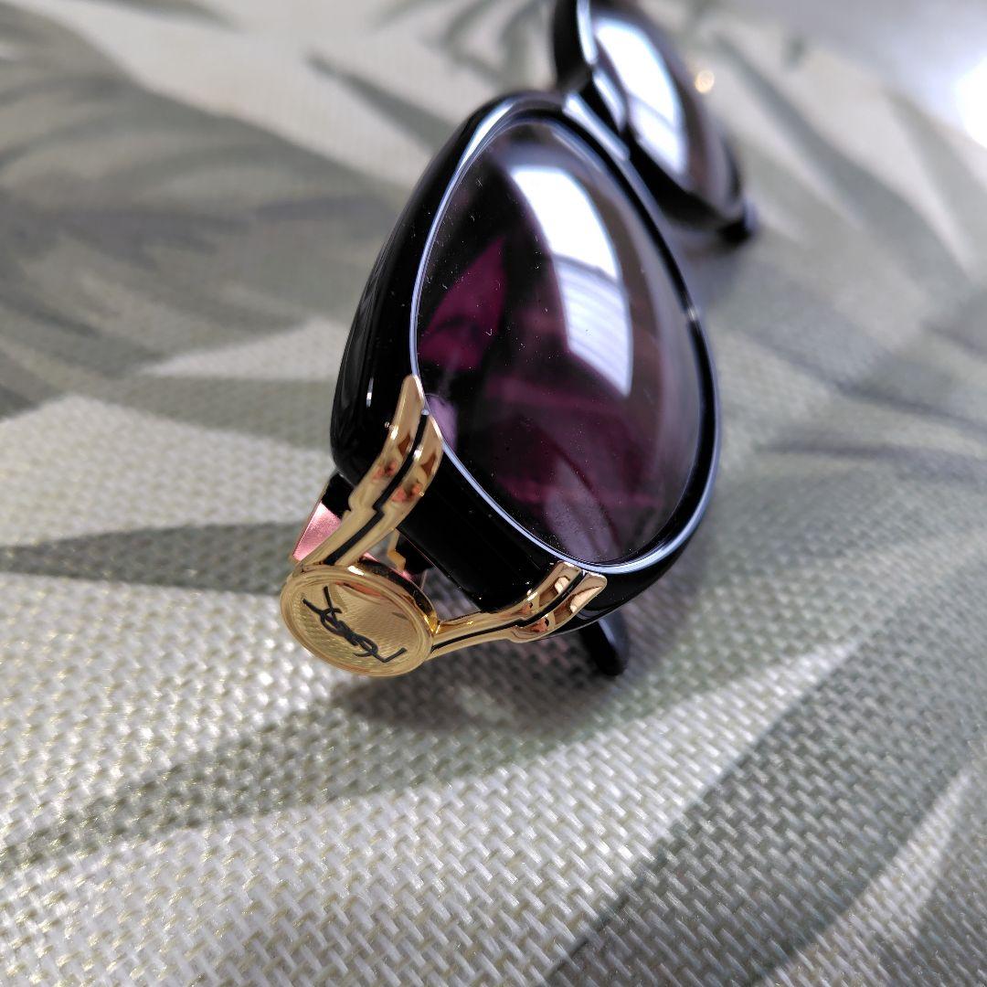 【YSL】イヴ・サンローラン　ブラックフレーム サングラス　オーバル型