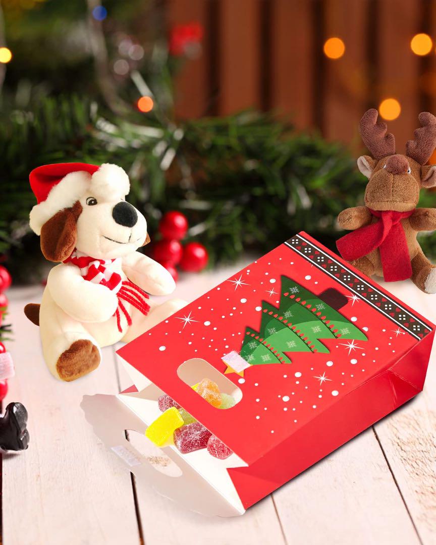 クリスマス 手提げ紙袋 ラッピング袋 ギフトバッグ 大 4枚セット 24×32