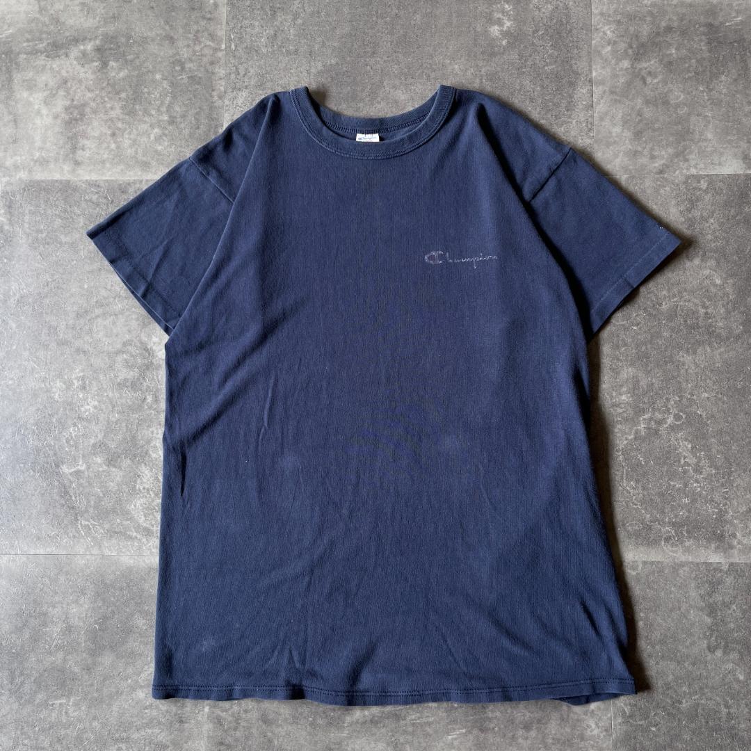 90s Champion USA製 プリントロゴTシャツ L ネイビー A292