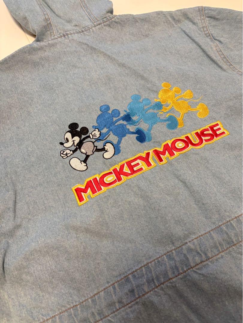 90s Disney 刺繍 ミッキー フード付 デニム ジャケットペア