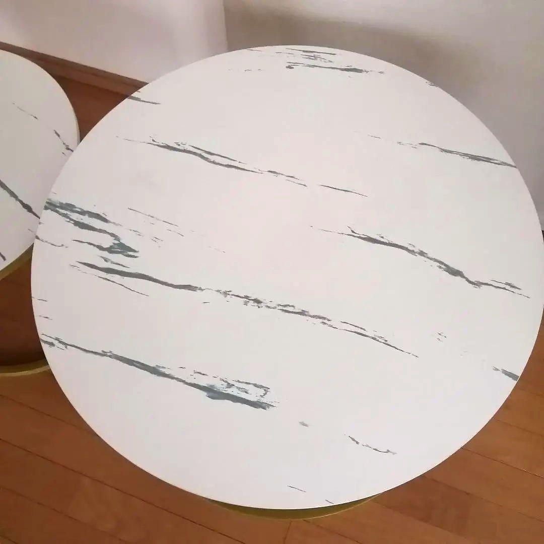 大理石風テーブル 大小テーブル 円形テーブル 丸テーブル インテリア目立った傷や汚れなし MARWIL-DEMENAGEMENTS_CH