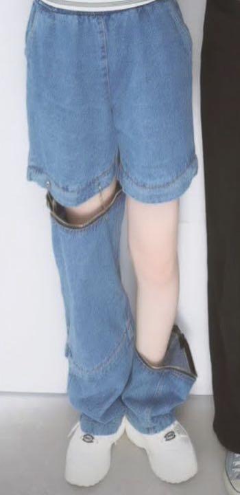 デニムパンツ ジーンズ　絶対領域パンツ