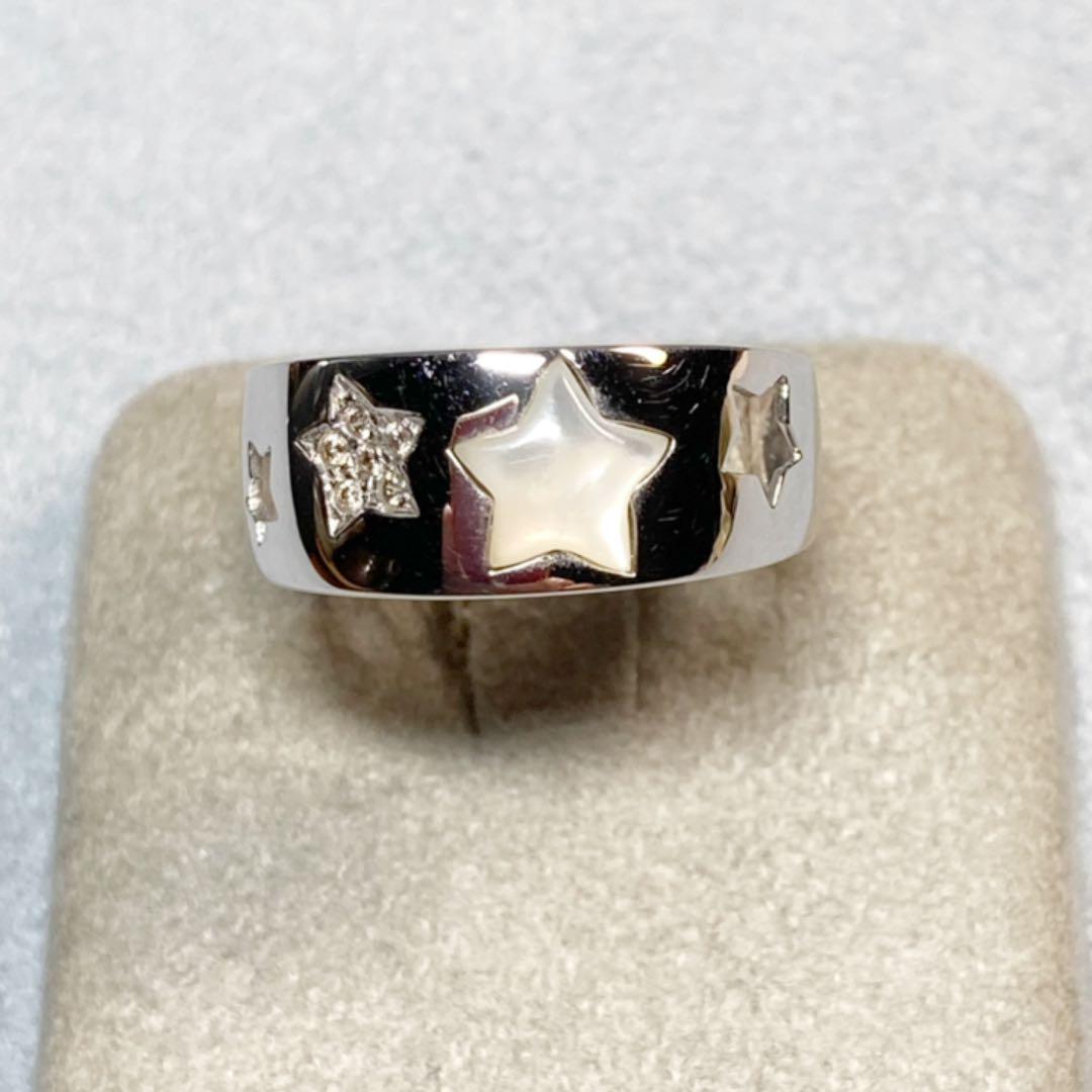 税込)K18ホワイトゴールド 白蝶貝ダイヤモンドリング ( 0.03ct 税込)K18ホワイトゴールド 白蝶貝ダイヤモンドリング ( 0.03ct