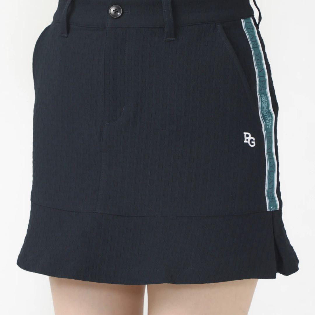 パーリーゲイツ☆美品 千鳥ジャガード スカート ネイビー S☆