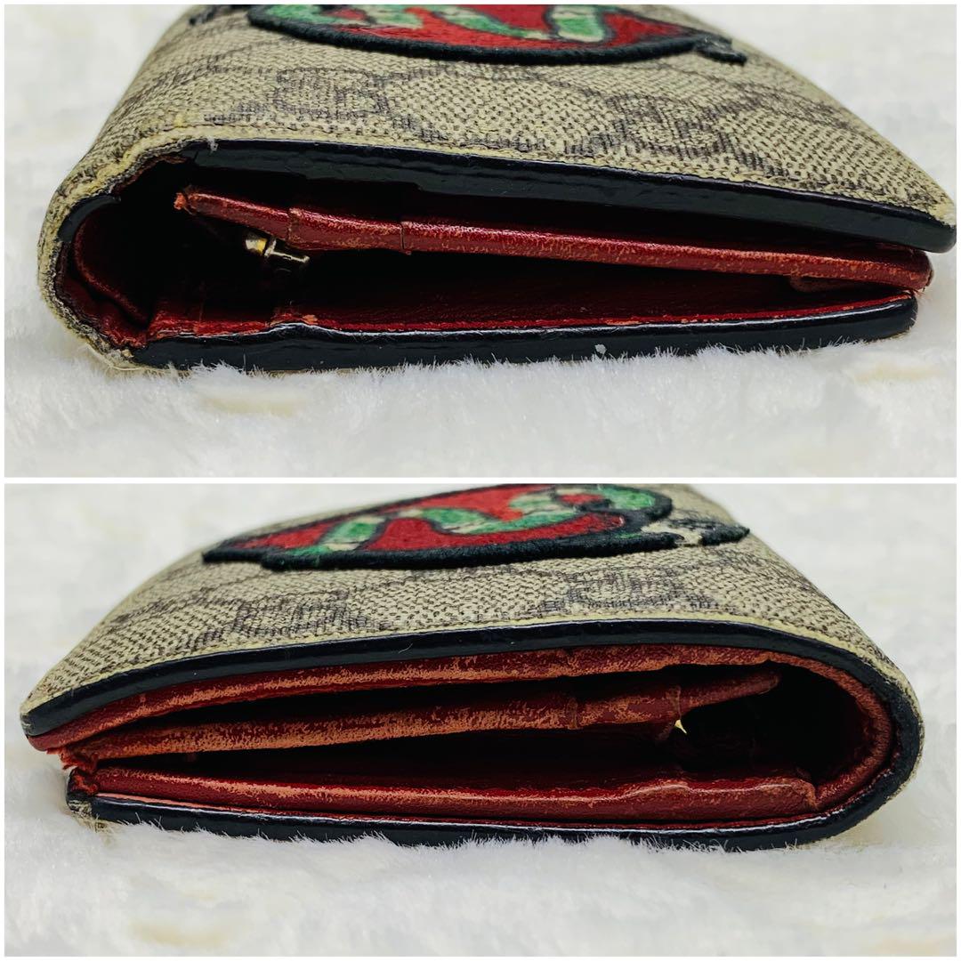 GUCCI 二つ折り財布 蛇デザイン Gucci 蛇デザイン 二つ折り財布 キングスネークGG柄
