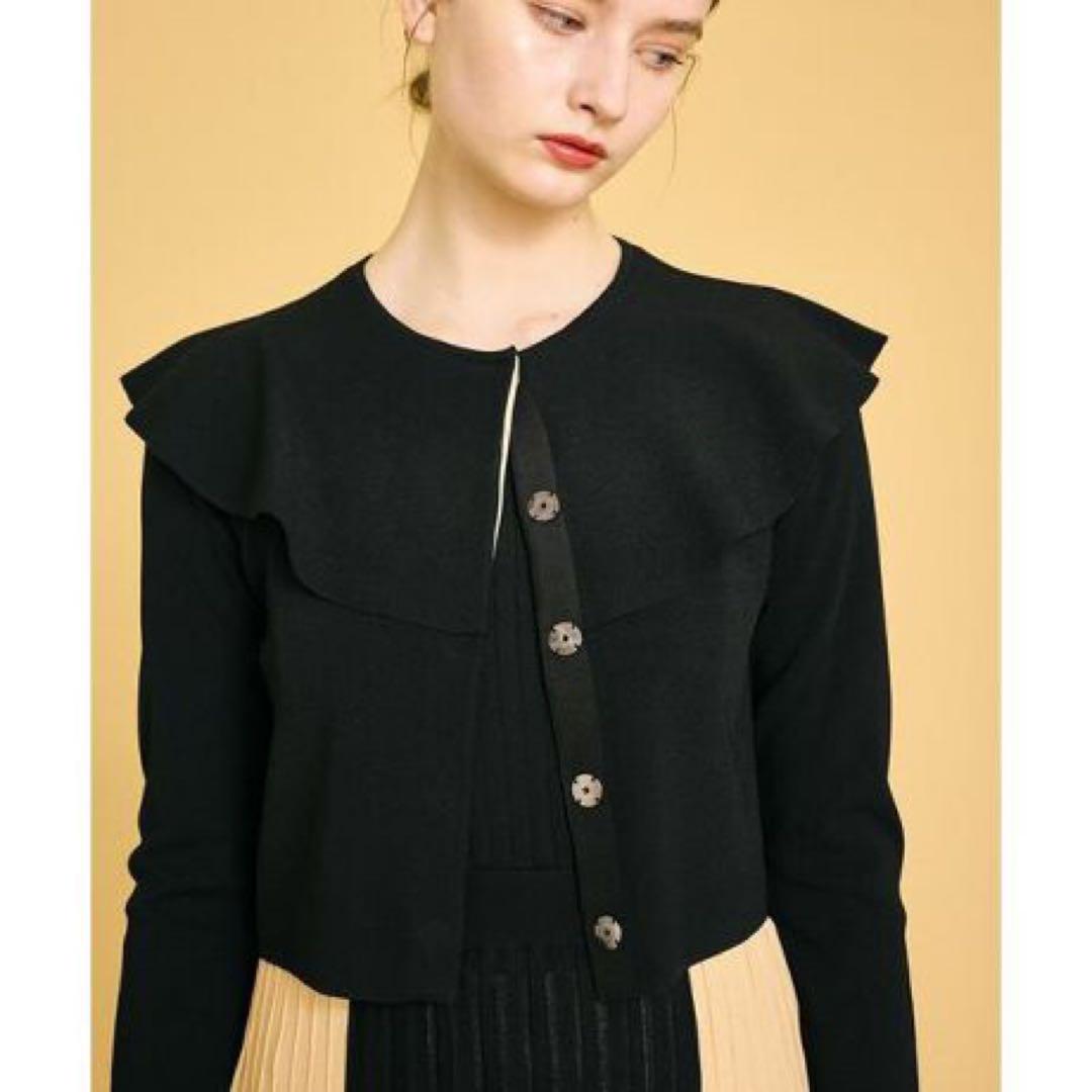 LANVIN en Bleu ビックカラーニットカーディガン ジャケット 38