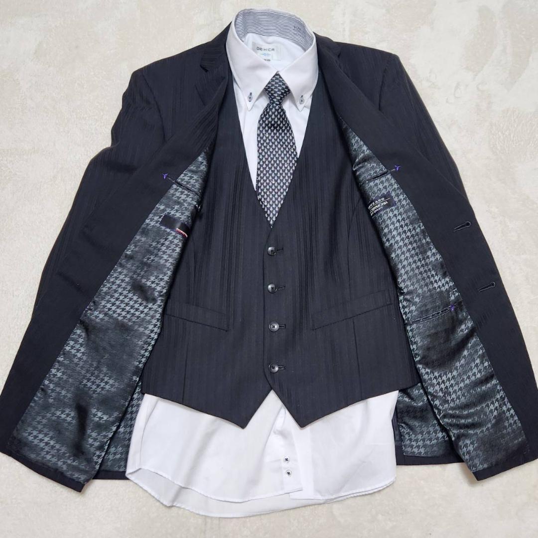 極美品 RESPECTNERO 千鳥格子 スーツ ストライプ 3ピース Lサイズ