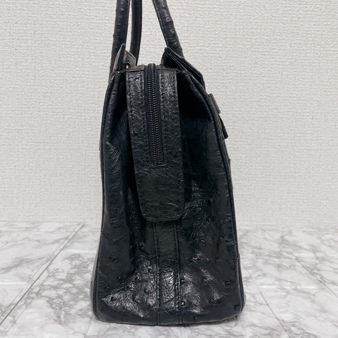 ✨美品✨オーストリッチ 本革 トートバッグ 大容量 カデナ ブラック 黒 ✨美品✨オーストリッチ 本革 トートバッグ 大容量 カデナ