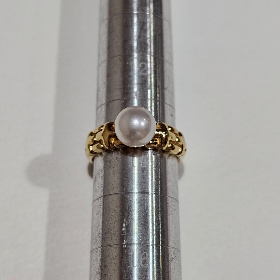 1577 ミキモトパールリングK18YGイエローゴールド14号8mm