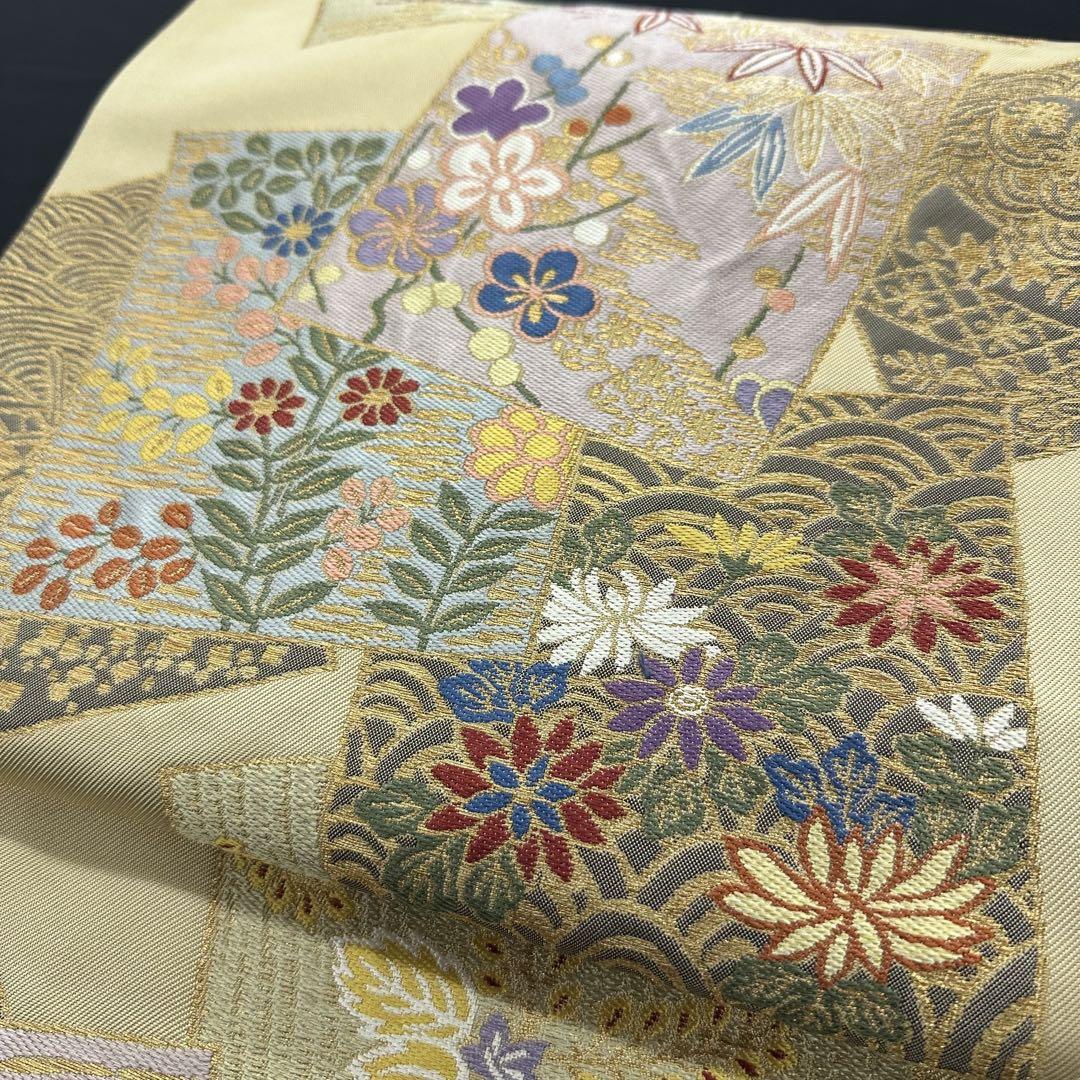 新品 正絹 袋帯 西陣 帯屋 捨松 能衣色紙紋 未仕立て品 4346