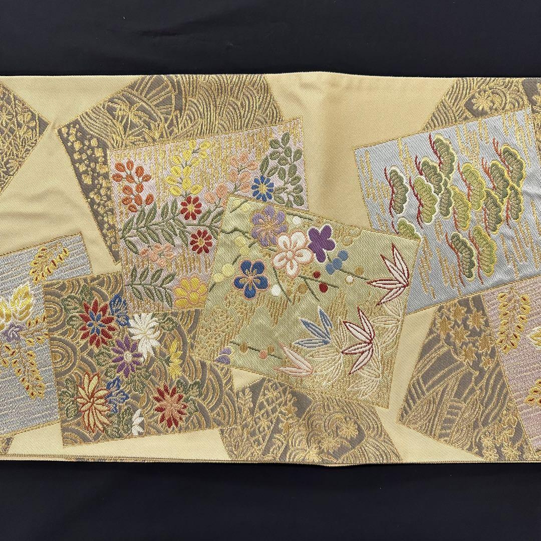 新品 正絹 袋帯 西陣 帯屋 捨松 能衣色紙紋 未仕立て品 4346