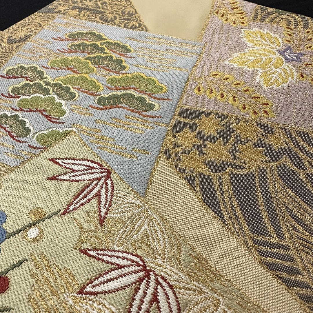新品 正絹 袋帯 西陣 帯屋 捨松 能衣色紙紋 未仕立て品 4346